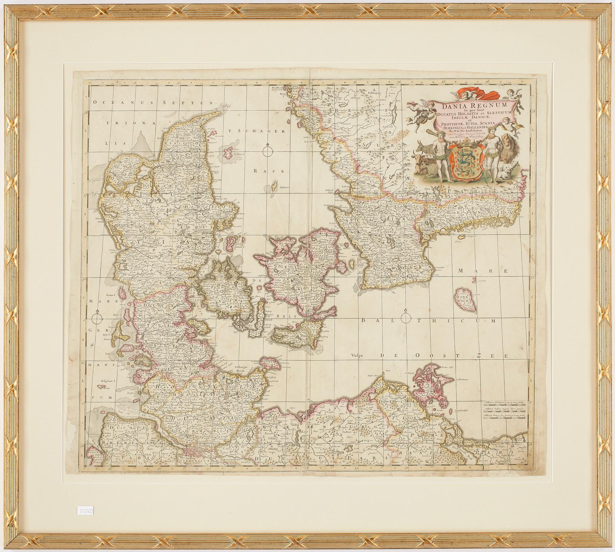 KARTA, "Dania Regnum". Fredrik de Wit, ca 1680.
