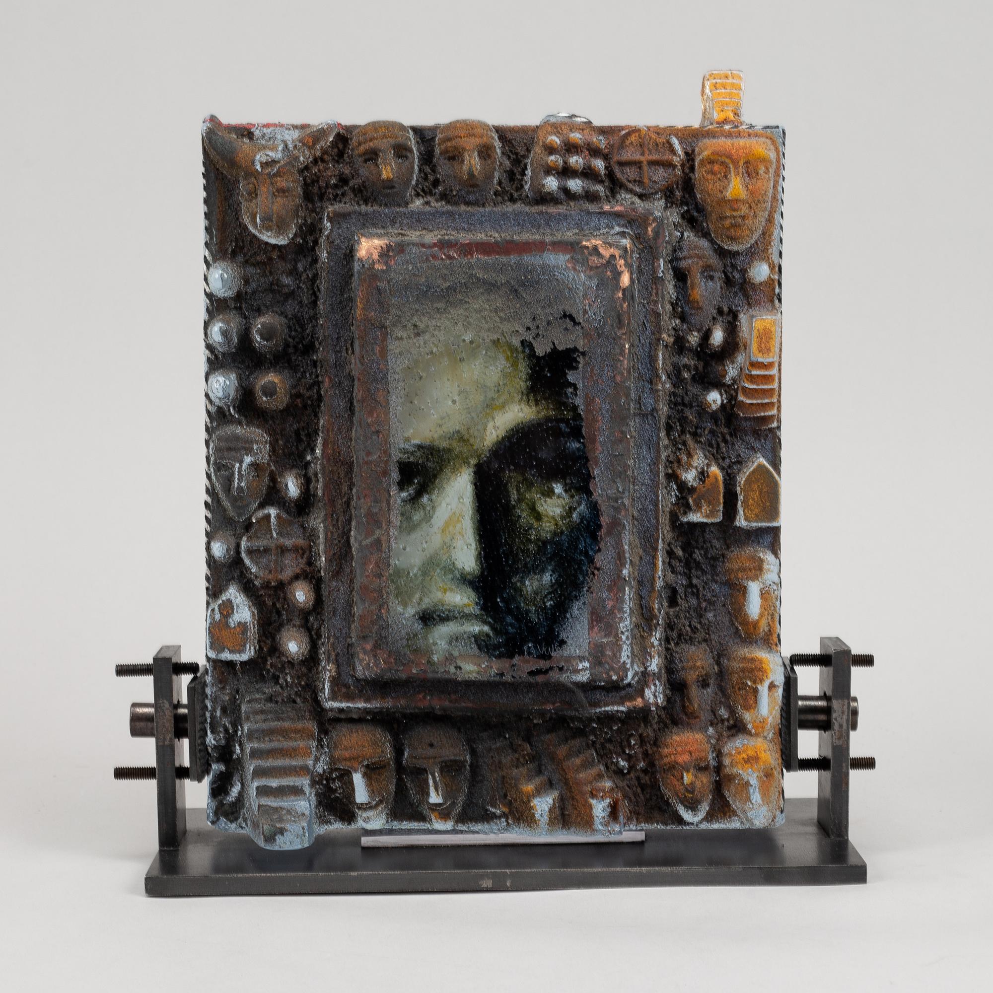 Bertil Vallien, glass sculpture, Kosta boda, signed unique.