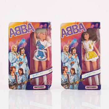 A pair of 1970's ABBA dolls by Matchbox.