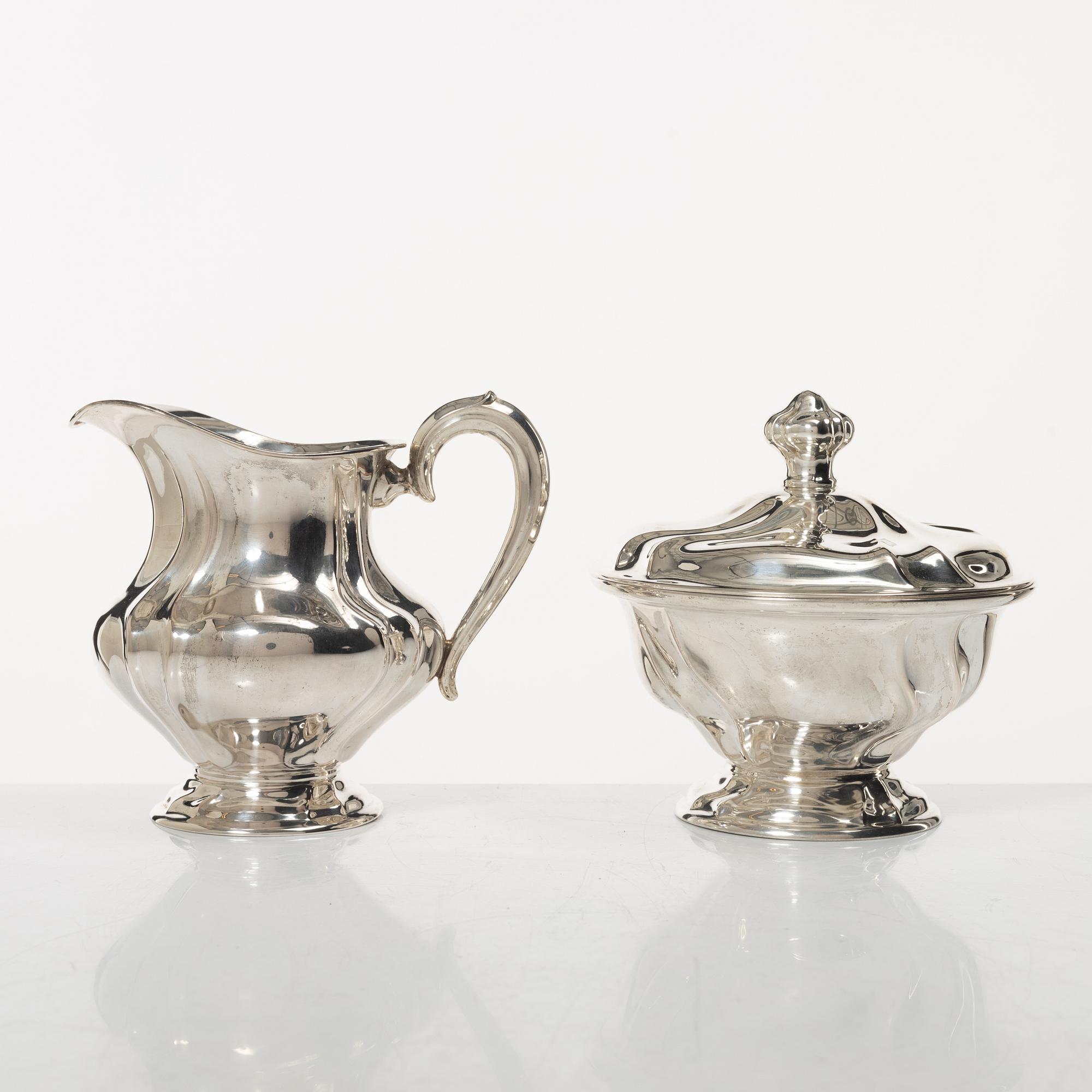 Kaffe- och teservis, 4 delar, silver, rokokostil, Otto Wolter, Schwäbisch Gmünd, Tyskland, 1900-tal.