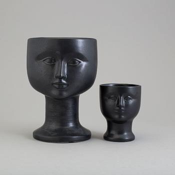 Two Lisa Larson flower pots, Gustavsberg, Sweden.