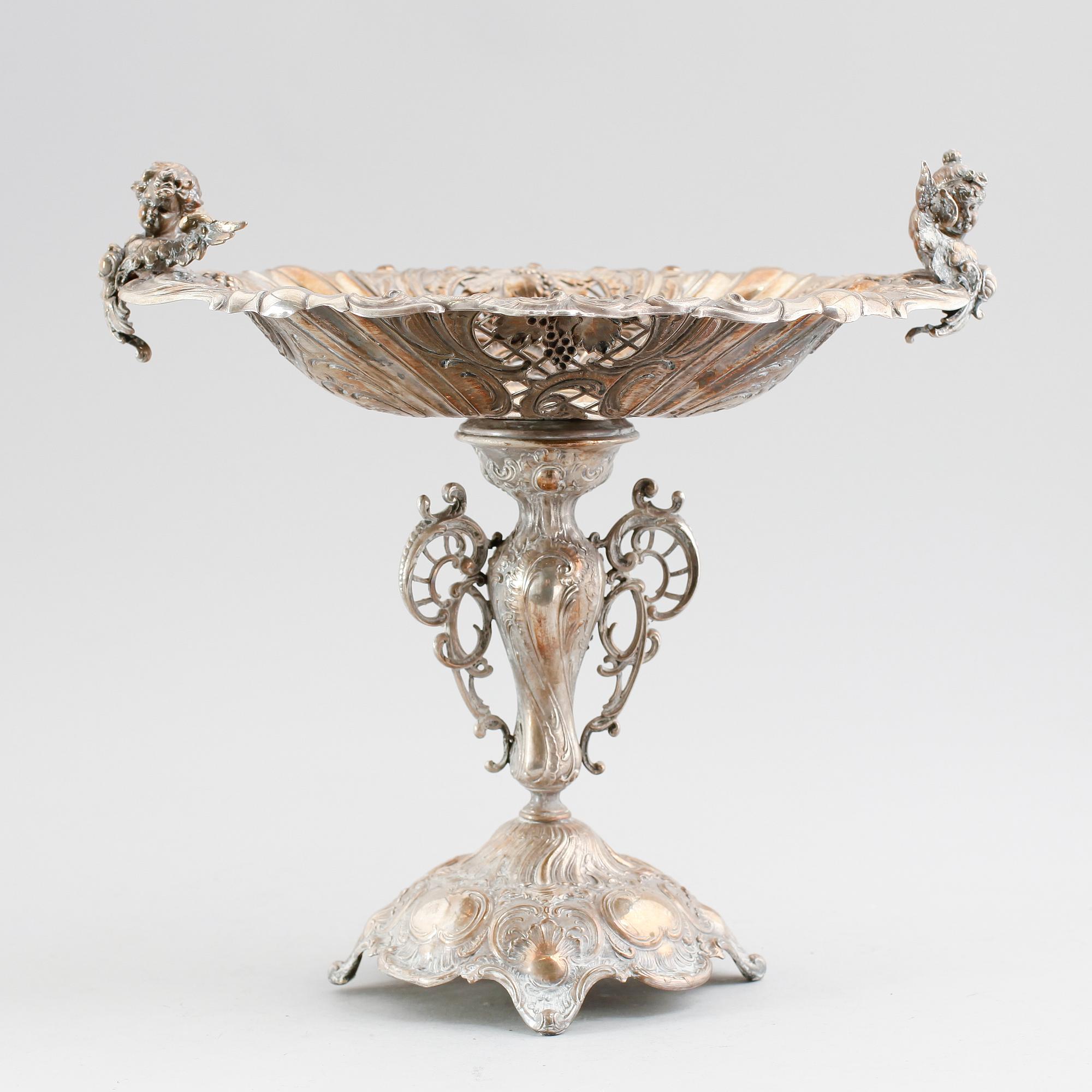 FRUKTSKÅL PÅ FOT, nysilver, WMF, sekelskiftet 1900.