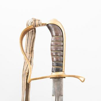 Sablar 2 st, svenska, m/1899 för infanteriunderofficer, med baljor.