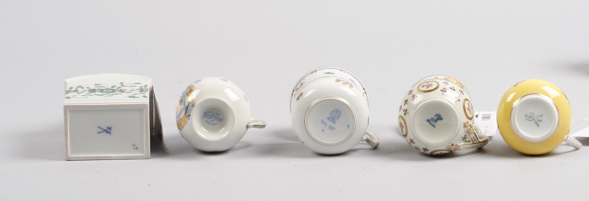 PARTI PORSLIN, 11 delar. Bl a Meissen, Herend, Rörstrand.