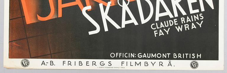 FILMAFFISCH, litografiskt tryck, "Fjärrskådaren", Moje Åslund, 1935.