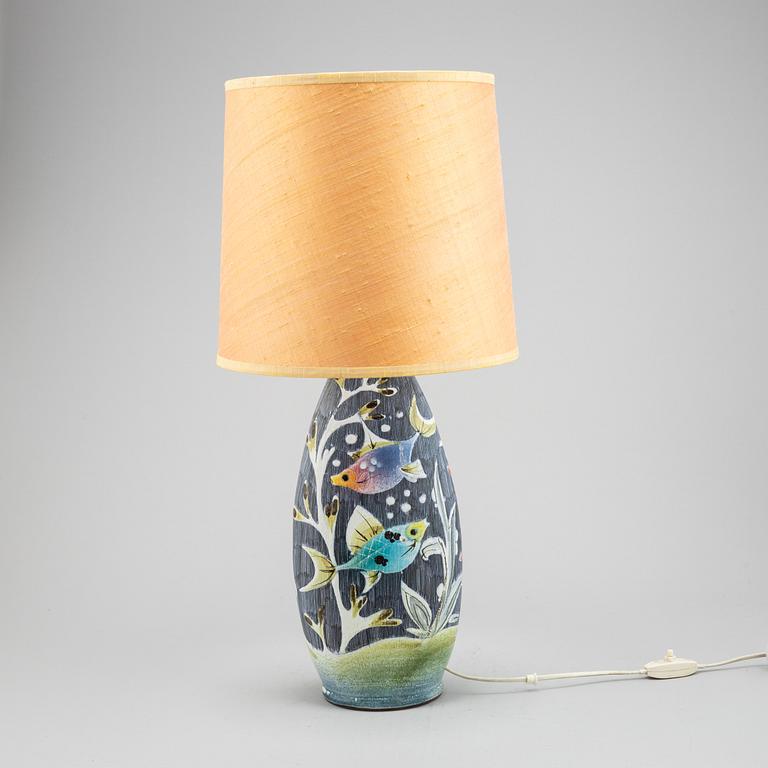 A 1950's/60's 'Fiskar' earthernware table lamp from Tilgmans.