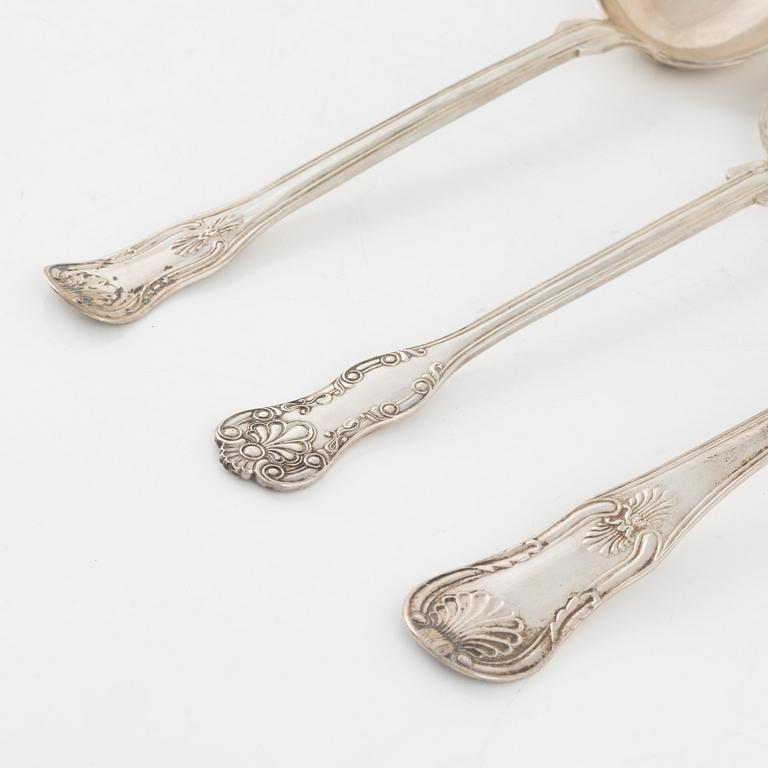 Three Swedish Silver Serving Spoons, 19th Century.