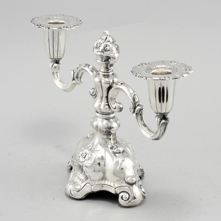 KANDELABER, silver C.G. Hallberg 1950-tal. Vikt 605 g.