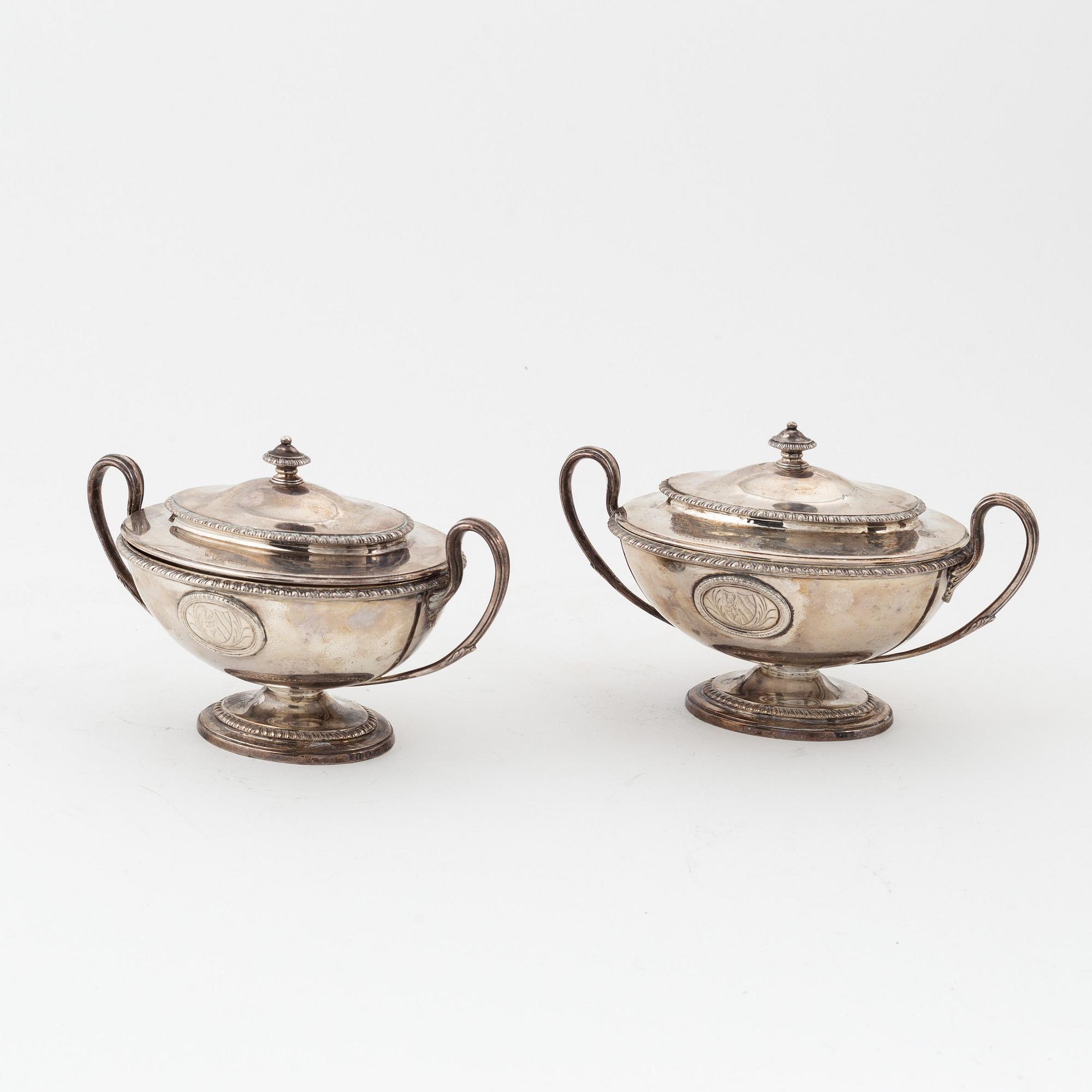 Digby Scott & Benjamin Smith I, terriner med lock, ett par, silver, London, England, 1781.