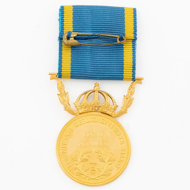 Medalj, Svergie, Carl XVI Gustav, guld, 18 K, 1989.