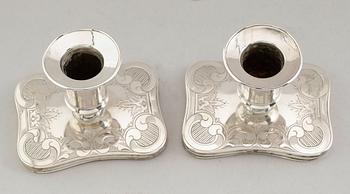 LJUSSTAKAR, 1 par, silver, Otto Wilhelm Kjellberg, Västerås 1870.