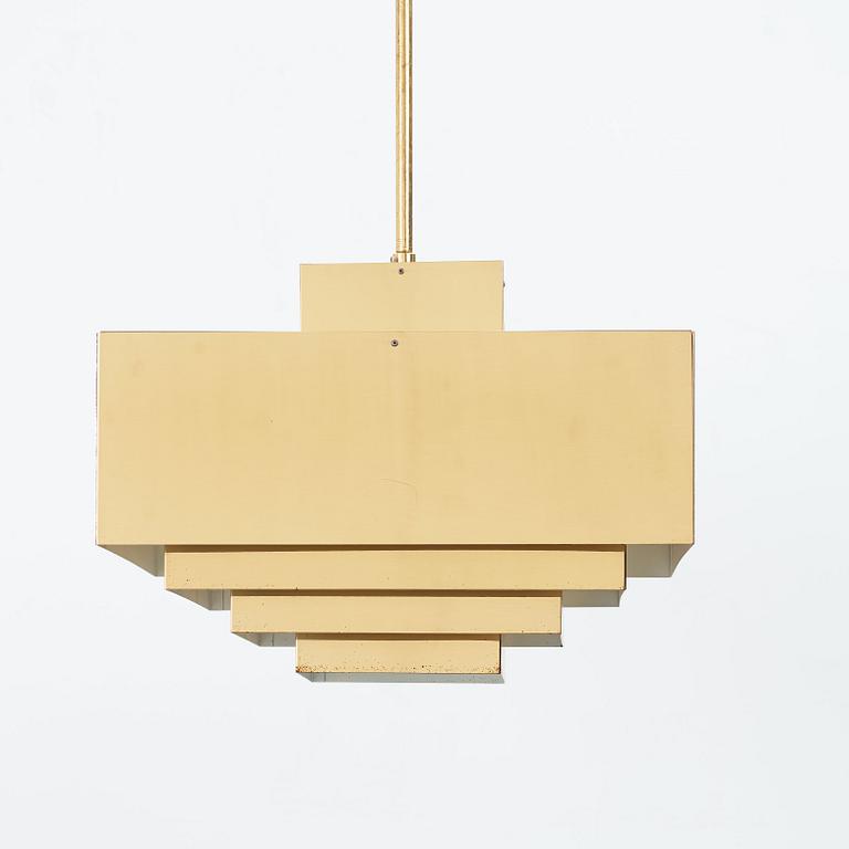 Hans-Agne Jakobsson, a brass and white lacquered "C 896/M" ceiling light, Markaryd, Sweden 1960's-70's.
