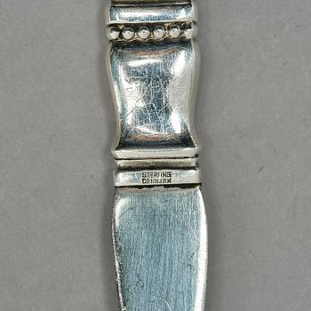 Georg Jensen, a pair of sterling silver sallad-cutlery, design Johan Rohde, Copenhagen after 1945.