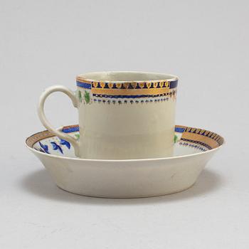 An Export 'sample pattern' cup with saucer, Qing dynasty, Qianlong (1736-95).