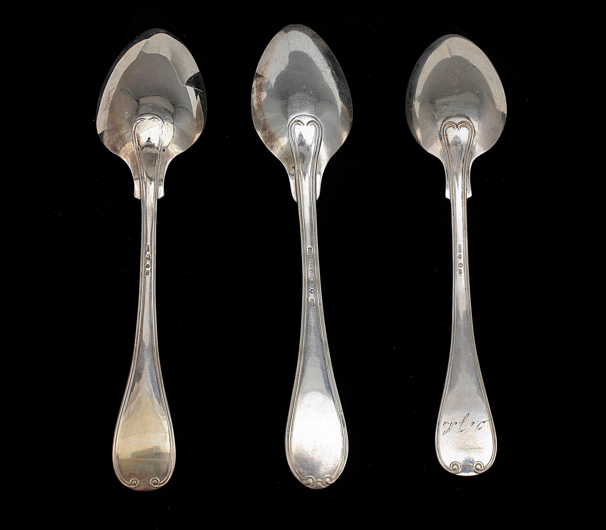 MATSKEDAR, 6+5+2, silver, bla Abraham Hamnqvist, Åmål 1818. Totalvikt ca 800 gram. 1800-1900-tal.