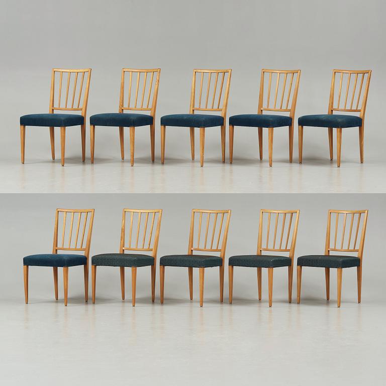 Josef Frank, stolar, 10 stycken, Firma Svenskt Tenn, modell 815, 1940-50-tal.