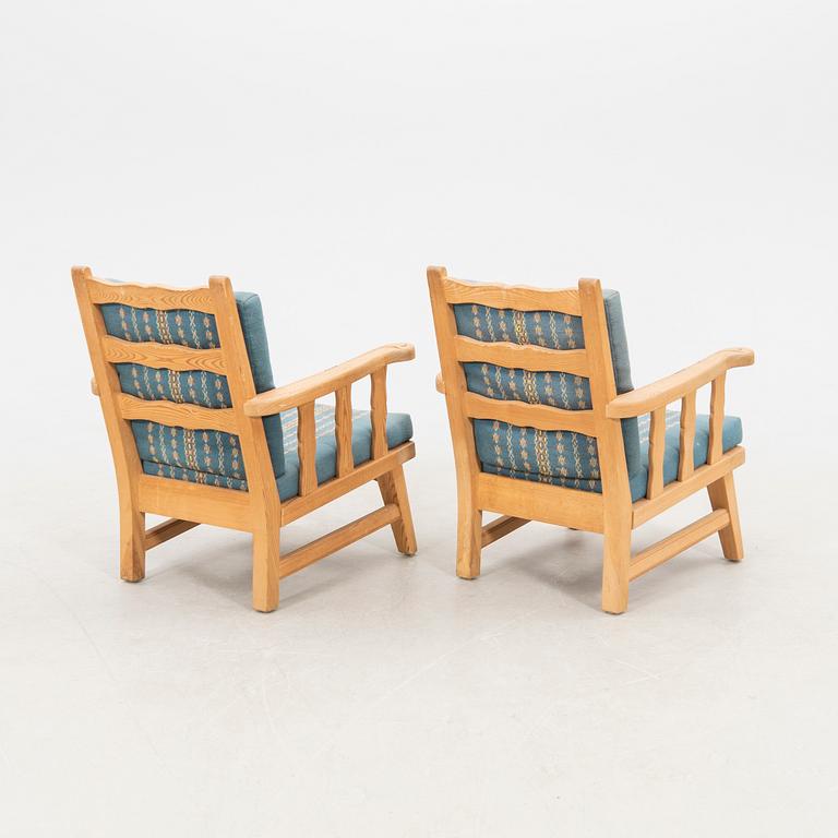 Armchairs, 1 pair, pine, Krogenes Möbler, Norway, mid-20th century.