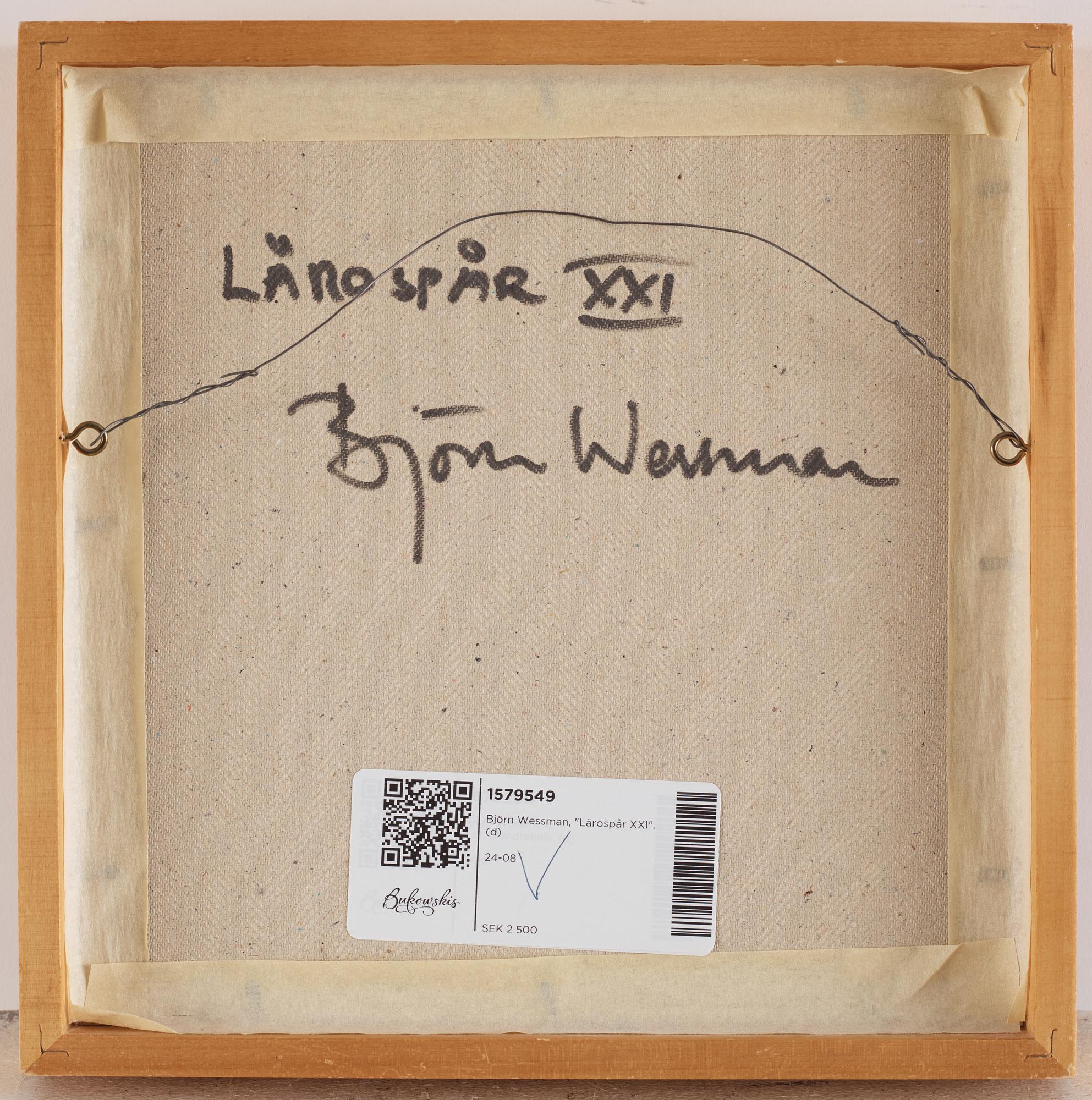 Björn Wessman, "Lärospår XXI".