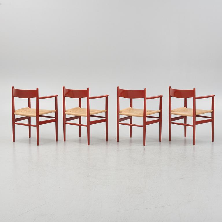 A set of four "CH37" armchairs by Hans J Wegner for Carl Hansen & Søn, Denmark.