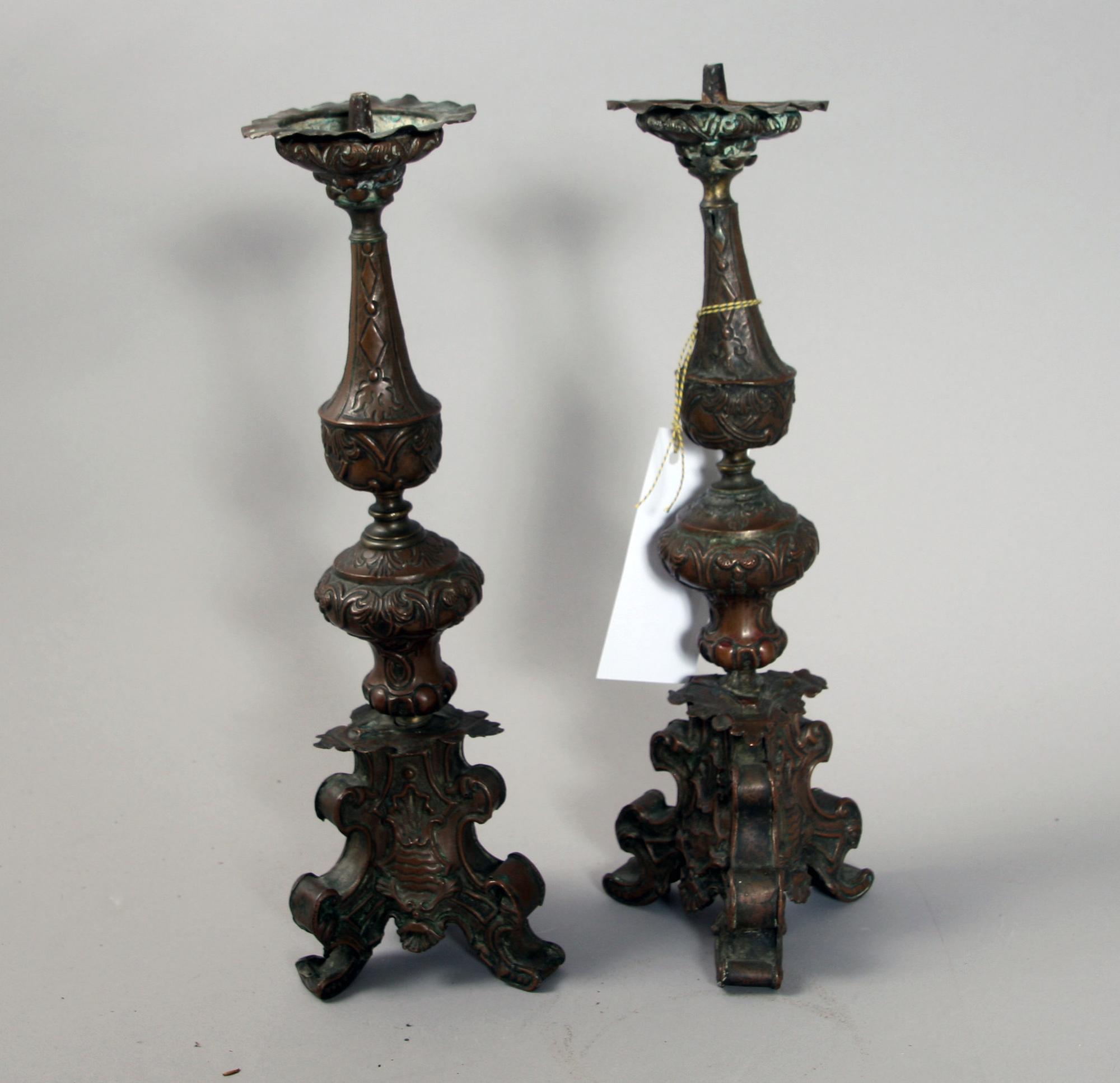 ALTARLJUSSTAKAR, ett par, koppar, barock/barockstil.