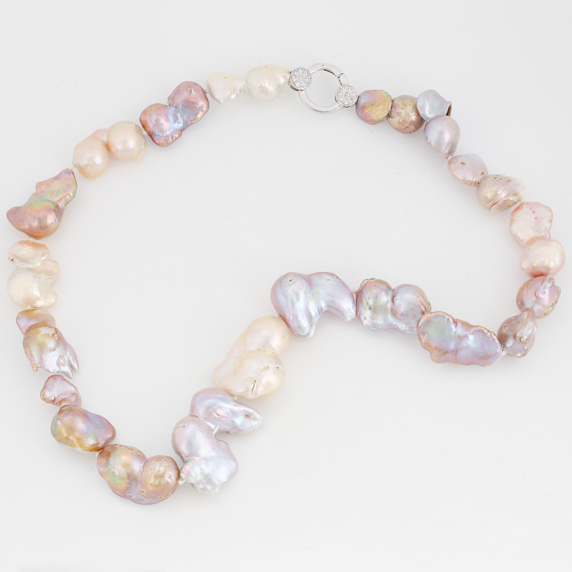 Baroque cultured pearl necklace.