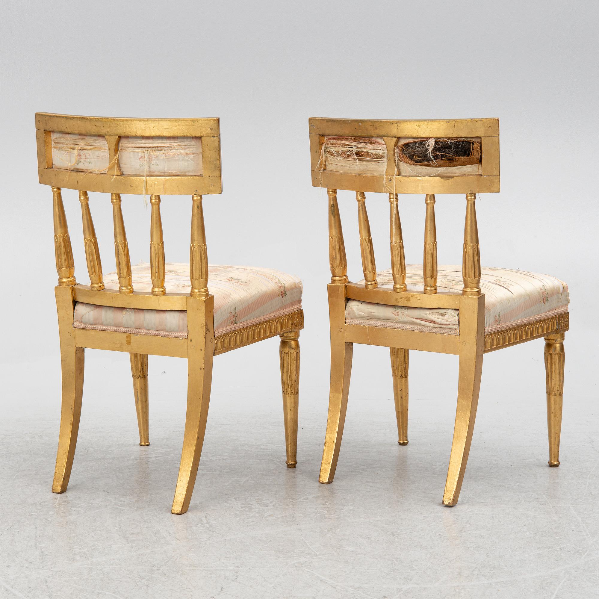 A pair of late Gustavian chairs, circa 1800.