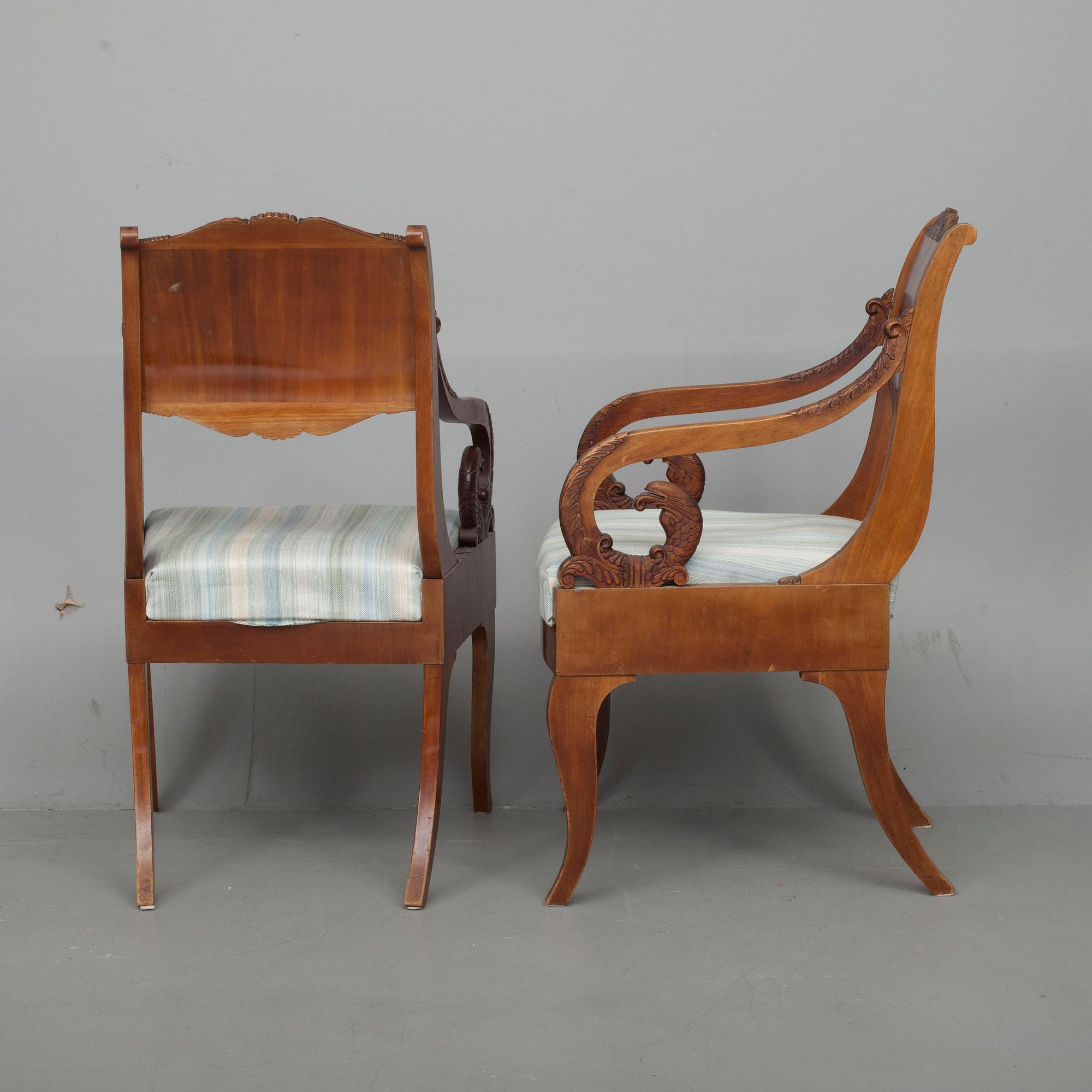 KARMSTOLAR, ett par, biedermeier, Ryssland 1800-talets första hälft.