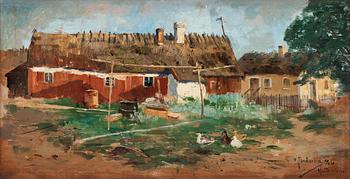 392. Carl Flodman, Fisherman's hut in Vitemölle, Skåne, scene from the south of Sweden.