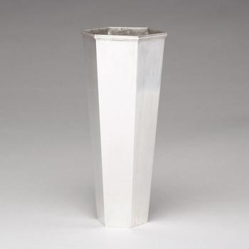 Wiwen Nilsson, a sterling silver hexagonal vase, Lund, Sweden 1965.