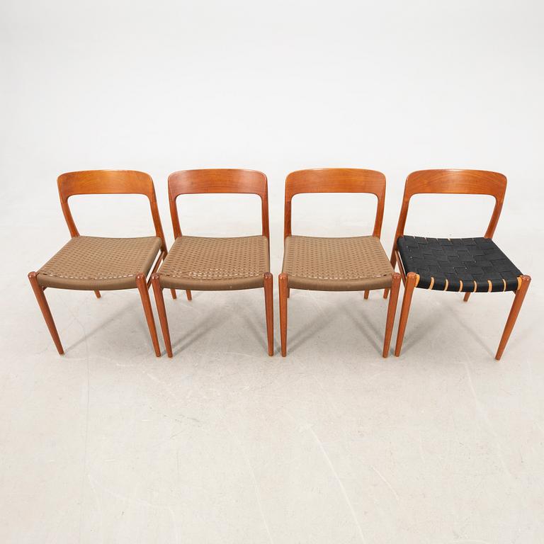 Niels O. Møller, Chairs 4 pcs (3+1). J.L. Møllers Møbelfabrik, Denmark 1950s-1960s.