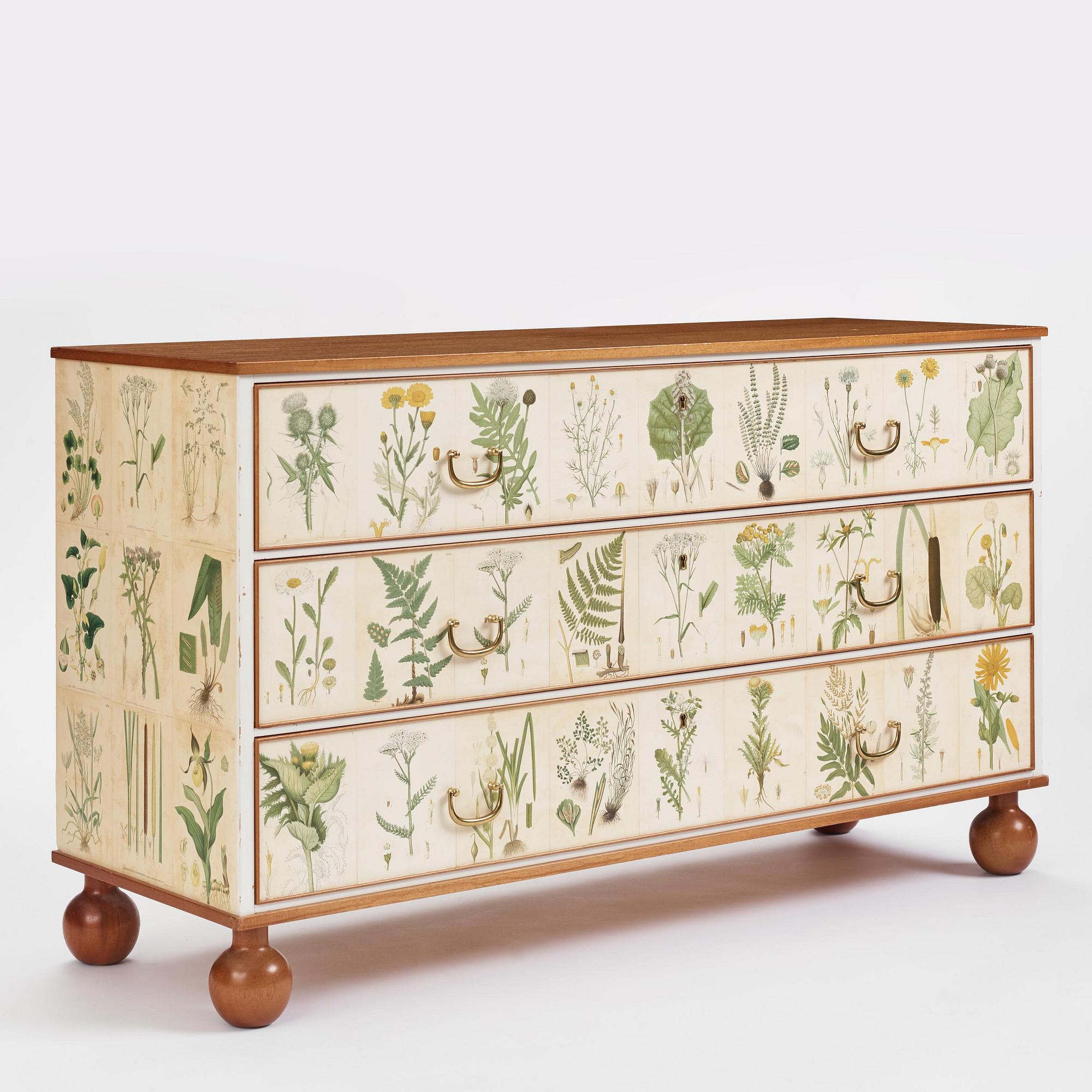 Josef Frank, a "Flora" chest of drawers, Firma Svenskt Tenn, Sweden, probably 1970s.