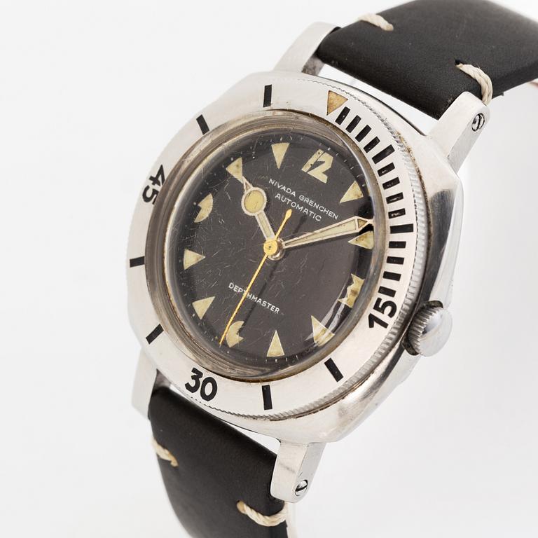 Nivada Grenchen, Depthmaster, "Pac-Man", wristwatch, 38 mm.