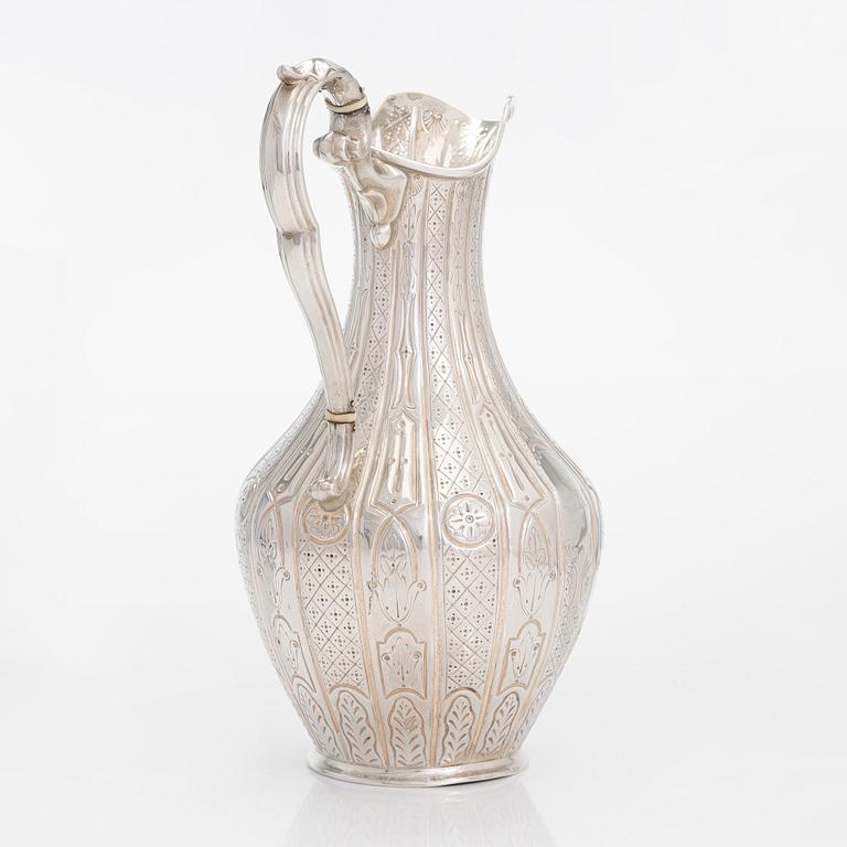 A Victorian sterling silver ewer, maker's mark of Martin, Hall & Co, Sheffield 1858.