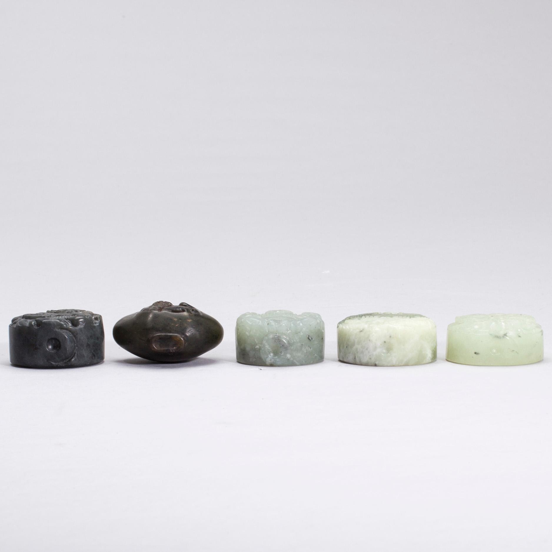 SNUSFLASKOR, 5 st, serpentinsten, 1900-talets slut.