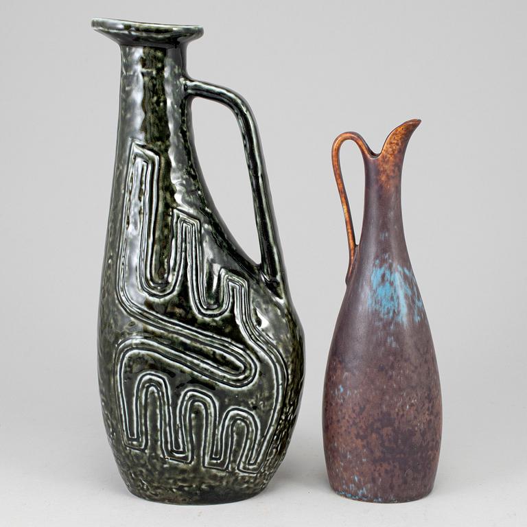 GUNNAR NYLUND, two stoneware jugs, one named "Farina", second half of the 20th century.
