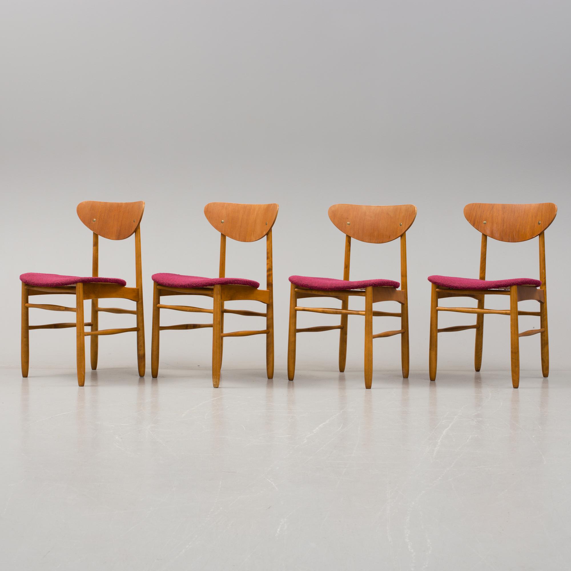 STOLAR, 4 st, modell "Eva", Sven Erik Fryklund, Hagafors Stolfabrik, Nässjö, 1960-tal.