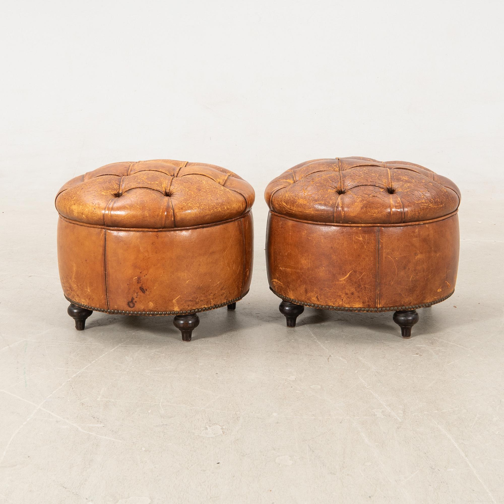 Ottomans, a pair from the second half of the 20th century.