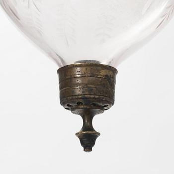 A glass ceiling lantern, around the year 1900.