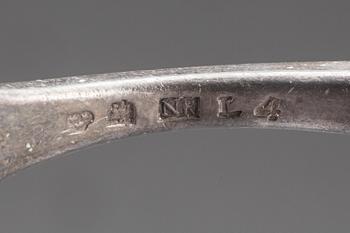 SOPPSLEV, silver, Niklas Ramberg, Lund, 1841. Total vikt inkl skaft ca 172 gram.