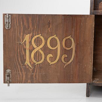 Märta Lindblom, & Carl Otto Lundgren, wall cabinet, signed and dated 1899.