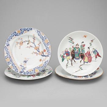 PARTI KINA, 4 del, bland annat en med färger ur famille rose-paletten. Sydostasien. Mestadels 1700-tal samt en 1900-tal.