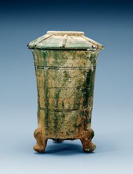 1606. A green glazed pottery silo, Han dynasty (206 BC - 220 AD).