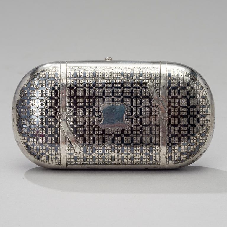 CIGAR CASE, silver and niello, Moscow 1864, N.Feofilov, weight 112 g.