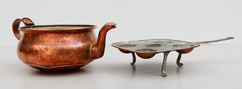 MUNKPANNA SAMT KANNA, koppar,1800-tal.