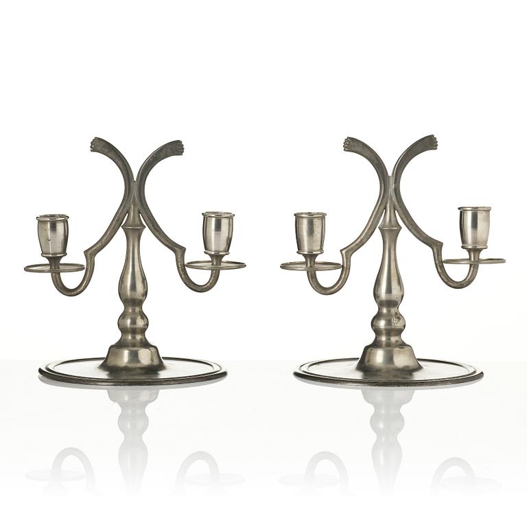 Nils Fougstedt, a pair of candelabra, Firma Svenskt Tenn, Stockholm, 1926.