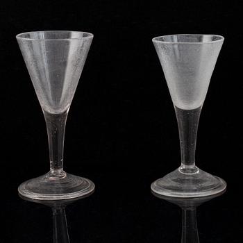 Two Swedish 18th century wine goblets, possibly Kungsholms Glasbruk.