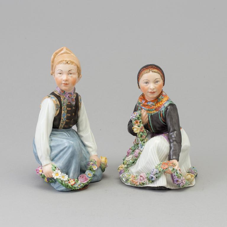 Two Royal Copenhagen porcelain figure, 'Amager', Denmark, 1940s.