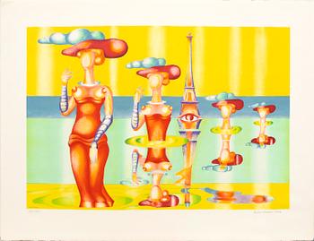 Halmstadgruppen femtio år, mapp,  med 6 färglitografier, signerade och numrerade 276/360.