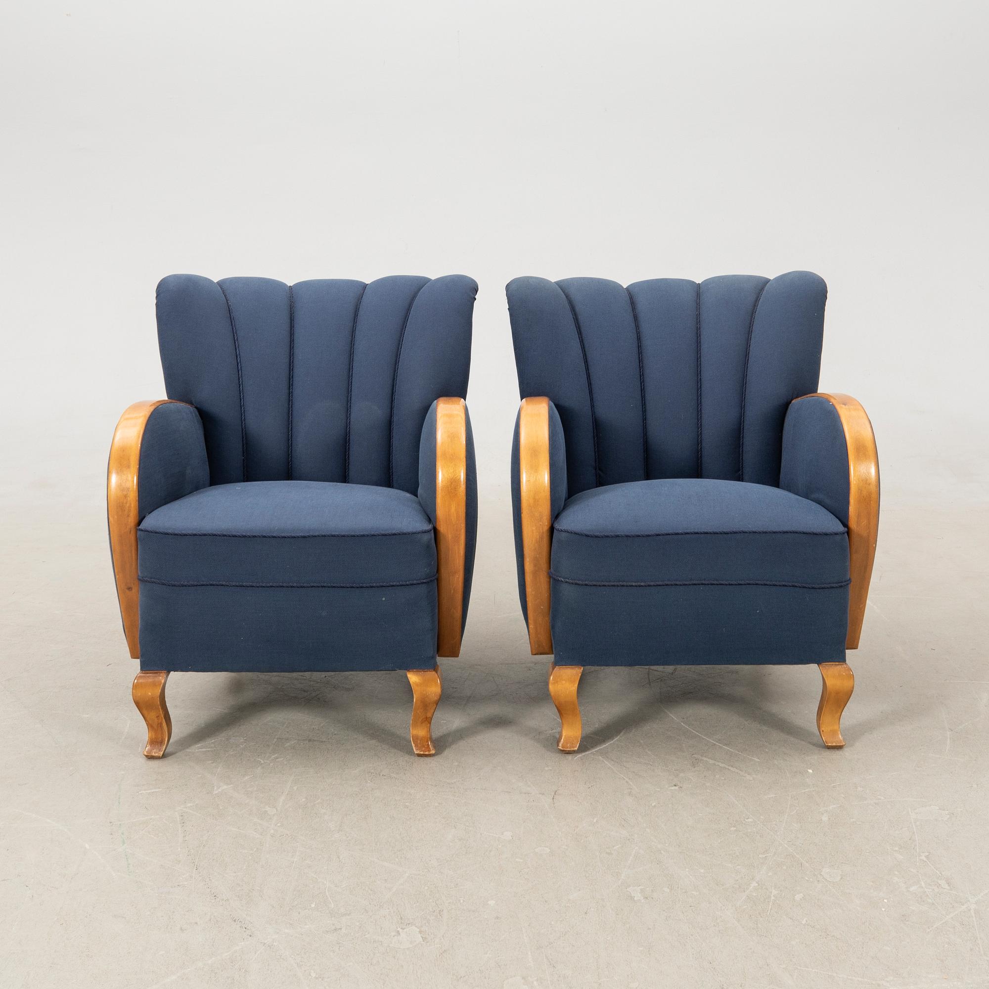 Armchairs a pair Swedish Modern 1940s.