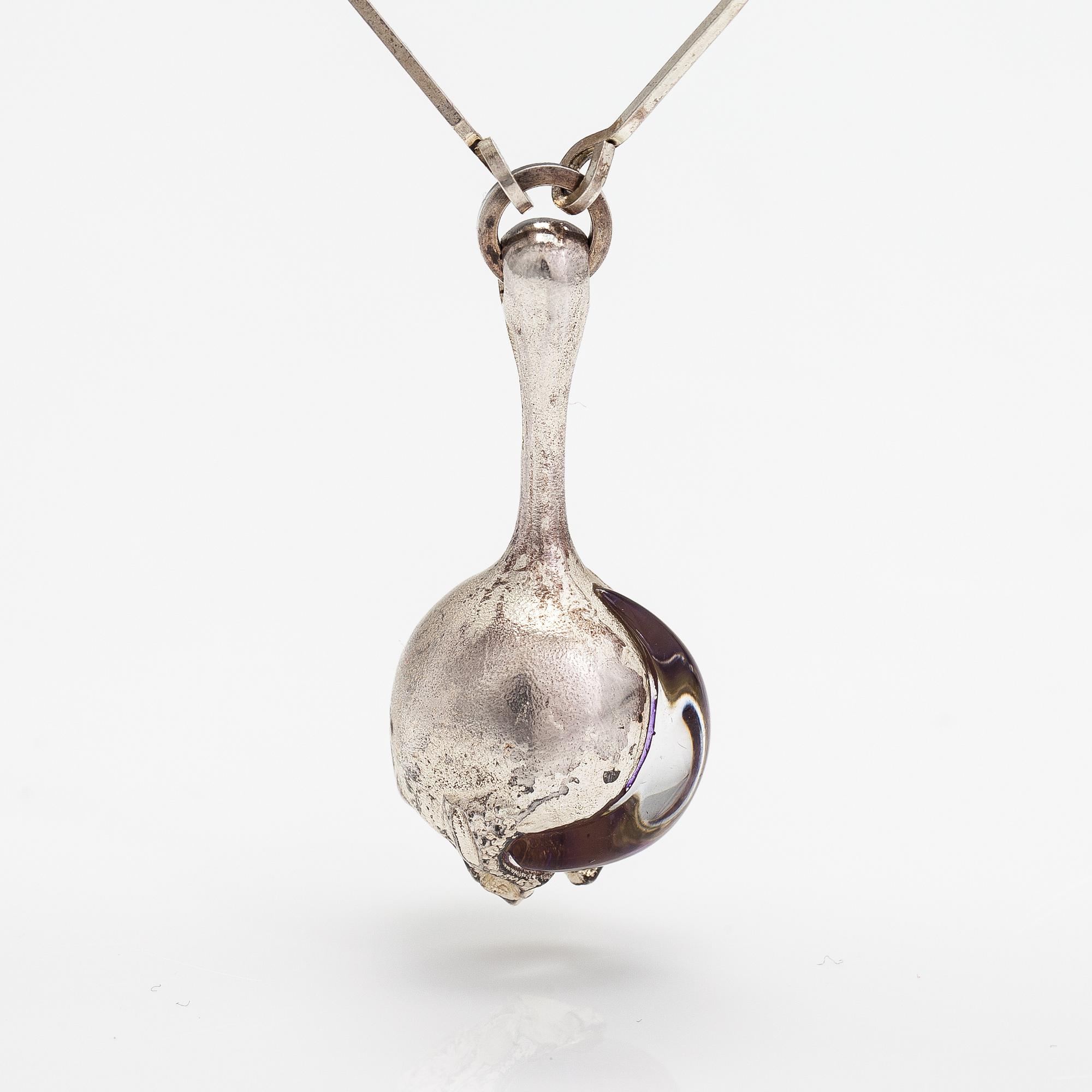 Björn Weckström, A sterling silver and acrylic necklace "Nectaris". Lapponia 1974.
